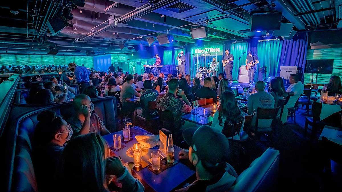 diners watching Musicians playing at Blue Note Hawaii - Oahu, Hawaii, USA